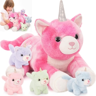 Foto 1 | Foto 1 | Animal De Peluche Morismos, Gato Unicornio Con Gatitos, Bebés, 60 Cm - Venta Internacional.