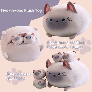 Foto 4 | Foto 4 | Peluche Sqeqe Para Gatos Siameses Con 4 Gatitos Blandos Para Niños - Venta Internacional.