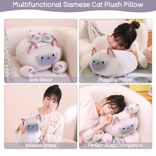 Foto 5 | Foto 5 | Peluche Sqeqe Para Gatos Siameses Con 4 Gatitos Blandos Para Niños - Venta Internacional.