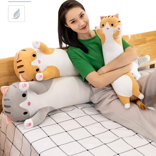 Foto 2 | Foto 2 | Almohada Corporal Larga De Felpa Oeonuas Cute Cat Para Niños Y Niñas, Color Gris - Venta Internacional.