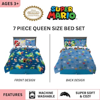 Foto 2 | Foto 2 | Juego De Cama Franco Super Mario Bros. Kids Queen Size 7 Piezas - Venta Internacional.