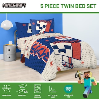 Foto 4 | Foto 4 | Set De Edredón Jay Franco Minecraft Creeper Twin, 5 Piezas - Venta Internacional.