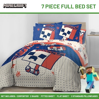 Foto 2 | Foto 2 | Juego De Ropa De Cama Jay Franco Minecraft Creeper, Tamaño Completo, 7 Piezas - Venta Internacional.