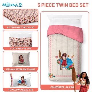 Foto 3 | Foto 3 | Juego De Edredón Jay Franco Disney Moana Twin, Ropa De Cama De 5 Piezas - Venta Internacional.