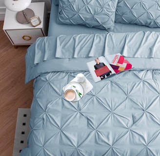 Foto 6 | Foto 6 | Juego De Edredón Lane Linen Para Cama Doble De 5 Piezas, Azul Francés - Venta Internacional.