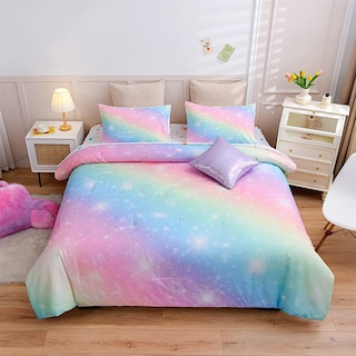Foto 1 | Foto 1 | Juego De Cama A Nice Night Glitter Rainbow Queen Con Purpurina - Venta Internacional.