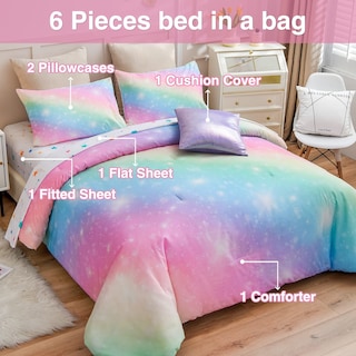 Foto 4 | Foto 4 | Juego De Cama A Nice Night Glitter Rainbow Queen Con Purpurina - Venta Internacional.