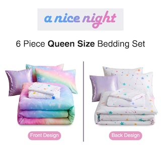 Foto 6 | Foto 6 | Juego De Cama A Nice Night Glitter Rainbow Queen Con Purpurina - Venta Internacional.