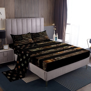 Foto 1 | Foto 1 | Juego De Ropa De Cama Erosebridal Con La Bandera Americana, Camuflaje, Tamaño King, 3 Unidades - Venta Internacional.