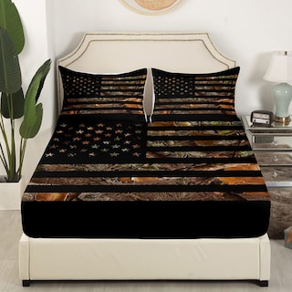 Foto 2 | Foto 2 | Juego De Ropa De Cama Erosebridal Con La Bandera Americana, Camuflaje, Tamaño King, 3 Unidades - Venta Internacional.