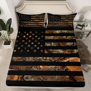Foto 3 | Foto 3 | Juego De Ropa De Cama Erosebridal Con La Bandera Americana, Camuflaje, Tamaño King, 3 Unidades - Venta Internacional.