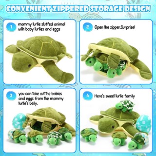 Foto 3 | Foto 3 | Set De Animales De Peluche Aoriher Turtle Con 3 Peluches Pequeños Y 2 Huevos - Venta Internacional.