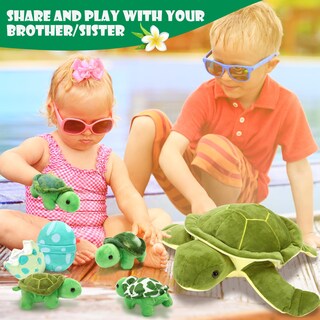 Foto 5 | Foto 5 | Set De Animales De Peluche Aoriher Turtle Con 3 Peluches Pequeños Y 2 Huevos - Venta Internacional.