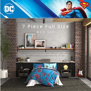 Foto 3 | Foto 3 | Juego De Ropa De Cama Franco Superman Dc Comics Para Niños, Tamaño Completo, 7 Piezas - Venta Internacional.