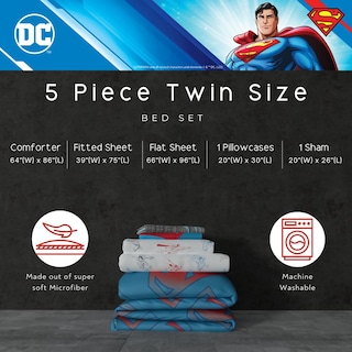 Foto 2 | Foto 2 | Juego De Ropa De Cama Franco Superman Dc Comics Para Niños, Tamaño Doble - Venta Internacional.