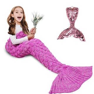 Foto 1 | Foto 1 | Manta De Ganchillo Amyhomie Con Forma De Cola De Sirena Para Niños Y Adultos - Venta Internacional.