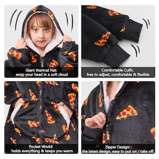 Foto 5 | Foto 5 | Sudadera Portátil Con Capucha Joywoo Para Niños, Pizza Sherpa, Niña Y Niño - Venta Internacional.
