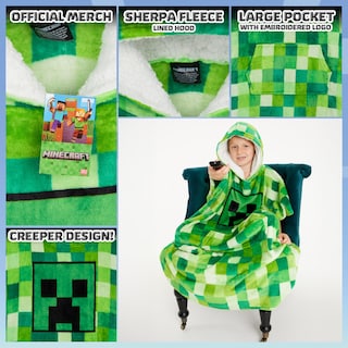 Foto 4 | Foto 4 | Manta Con Capucha Minecraft, Forro Polar Para Niños Y Adolescentes, Color Verde - Venta Internacional.