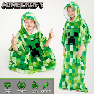 Foto 5 | Foto 5 | Manta Con Capucha Minecraft, Forro Polar Para Niños Y Adolescentes, Color Verde - Venta Internacional.
