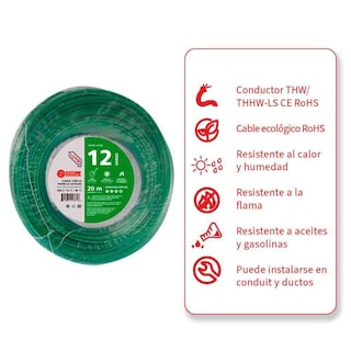 Foto 2 | Foto 2 | Cable Thhw-ls Rohs Calibre 12 Awg Verde 20m