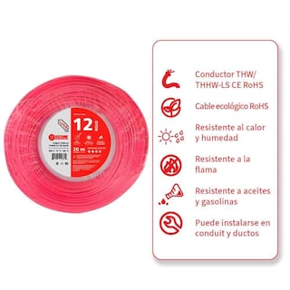 Foto 3 | Foto 3 | Cable Thhw-ls Rohs Calibre 12 Awg Rojo 20m