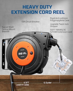 Foto 5 | Foto 5 | Carrete Retráctil De Cable De Extensión Dewenwils De 50 Pies 14/3c Sjtow - Venta Internacional.