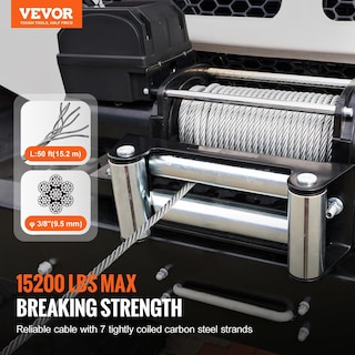 Foto 2 | Foto 2 | Cable De Cabrestante Vevor De Acero Galvanizado, 9,5 Mm X 15 M, 6.895 Kg - Venta Internacional.