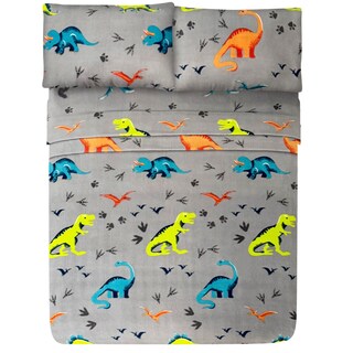 Foto 1 | Foto 1 | Juego De Sábana Polar Matrimonial Elefantito Hogar Rex Color Gris Invernal Dinosaurios