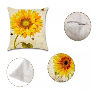Foto 2 | Foto 2 | Fundas De Cojínes De Algodón Y Lino Doble Lado Girasoles 4 Pz