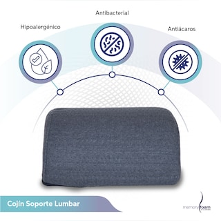 Foto 3 | Foto 3 | Cojín Soporte Lumbar Memory Foam Azul Hecha 100% De Memory Foam