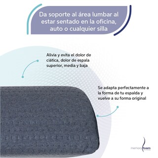 Foto 4 | Foto 4 | Cojín Soporte Lumbar Memory Foam Azul Hecha 100% De Memory Foam