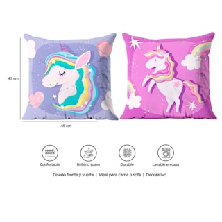 Foto 4 | Foto 4 | Cojín Reversible Providencia Unicornio Estrellas Multicolor 1 Pieza