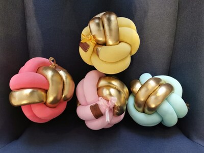 Foto 2 | Foto 2 | Cojín con Diseño de Nudo Celta Minimalista Aqua Dorado