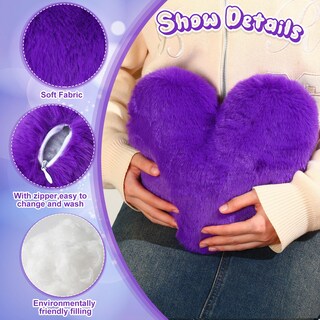 Foto 6 | Foto 6 | Cojín Marsui Fluffy Con Forma De Corazón Morado (2 Unidades) - Venta Internacional.