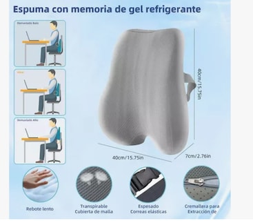 Foto 4 | Foto 4 | Almohada Lumbar Ortopédica Con Memoria Y Cojín Para El Coxis