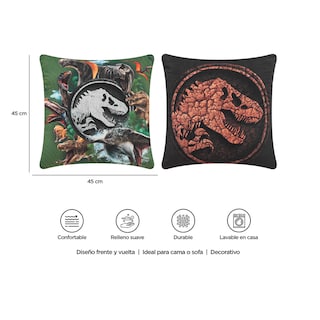 Foto 8 | Foto 8 | Cojín Reversible Jurassic World Bones