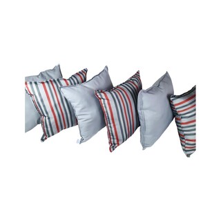 Foto 1 | Foto 1 | Set 6 Cojines Decorativos 3 Decorados 3 Lisos Grises Líneas Rojas Gris Perla