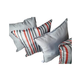 Foto 2 | Foto 2 | Set 6 Cojines Decorativos 3 Decorados 3 Lisos Grises Líneas Rojas Gris Perla