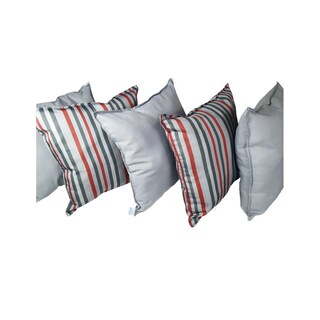 Foto 4 | Foto 4 | Set 6 Cojines Decorativos 3 Decorados 3 Lisos Grises Líneas Rojas Gris Perla