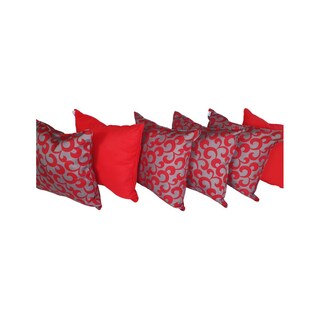 Foto 1 | Foto 1 | Set 6 Cojines Decorativos 4 Decorados 2 Lisos Rojos Garigoleado Gris