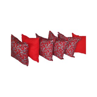 Foto 3 | Foto 3 | Set 6 Cojines Decorativos 4 Decorados 2 Lisos Rojos Garigoleado Gris