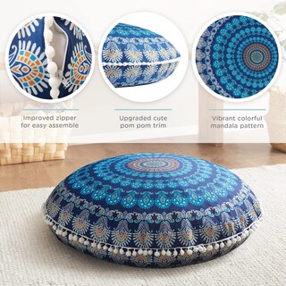 Foto 2 | Foto 2 | Almohada De Suelo Codi Meditation Redonda Grande De Espuma Viscoelástica Azul Marino - Venta Internacional.