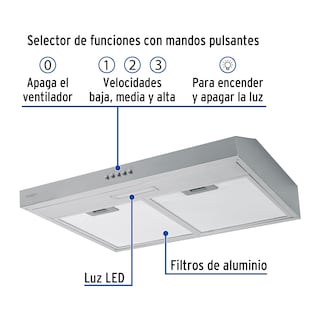 Foto 2 | Foto 2 | Campana de Pared Extractora Foset CAME-60 color Gris