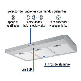 Foto 2 | Foto 2 | Campana de Pared Extractora Foset CAME-80 color Gris 80 cm