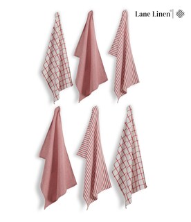 Foto 2 | Foto 2 | Toallas De Cocina Lane Linen 100% Algodón, Paquete De 6 Unidades, 45 X 70 Cm, Color Rojo - Venta Internacional.