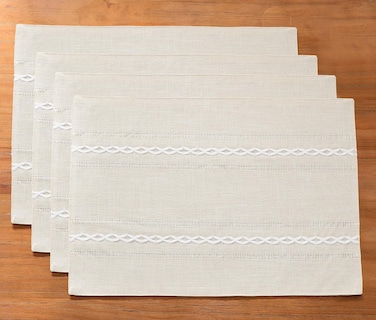 Foto 1 | Foto 1 | Juego De Lino Y Algodón Placemats Wracra De 4 Pies, 35 X 48 Cm, Color Marfil - Venta Internacional.