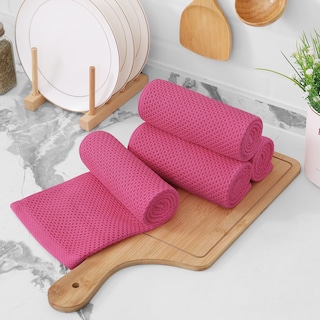 Foto 7 | Foto 7 | Paños De Cocina Kitinjoy Waffle Weave, 100% Algodón, Paquete De 4 Unidades, Color Rosa Intenso - Venta Internacional.