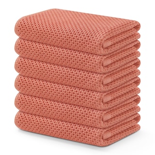 Foto 1 | Foto 1 | Toallas De Cocina Kitinjoy, 100% Algodón, Tejido Gofrado, Paquete De 6 Unidades, Color Coral - Venta Internacional.