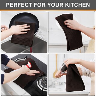 Foto 4 | Foto 4 | Paños De Cocina Kitinjoy Waffle Weave, 100% Algodón, Paquete De 4, Color Marrón - Venta Internacional.