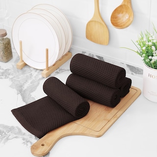 Foto 7 | Foto 7 | Paños De Cocina Kitinjoy Waffle Weave, 100% Algodón, Paquete De 4, Color Marrón - Venta Internacional.